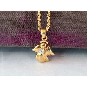 Avon Birthstone Angel Pendant Necklace Vintage